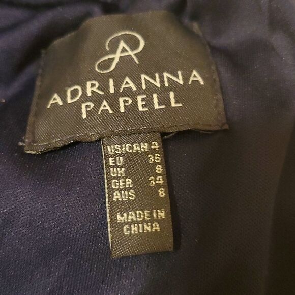 NWT Adrianna Papell Midnight Blue Halter Chiffon keyhole Maxi Gown Size 4 - Picture 8 of 12